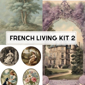 French Luxury living junk journal kit ephemera and prints kit 2 (A4) 12 pages