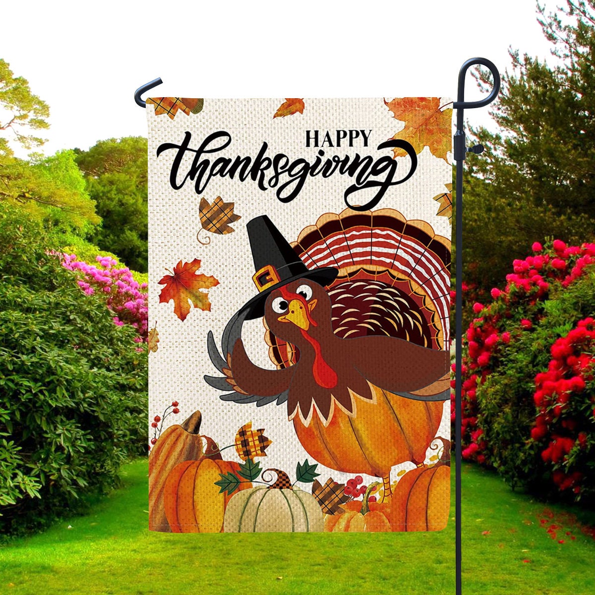 Discover Happy Thanksgiving Turkey House Garden Flag