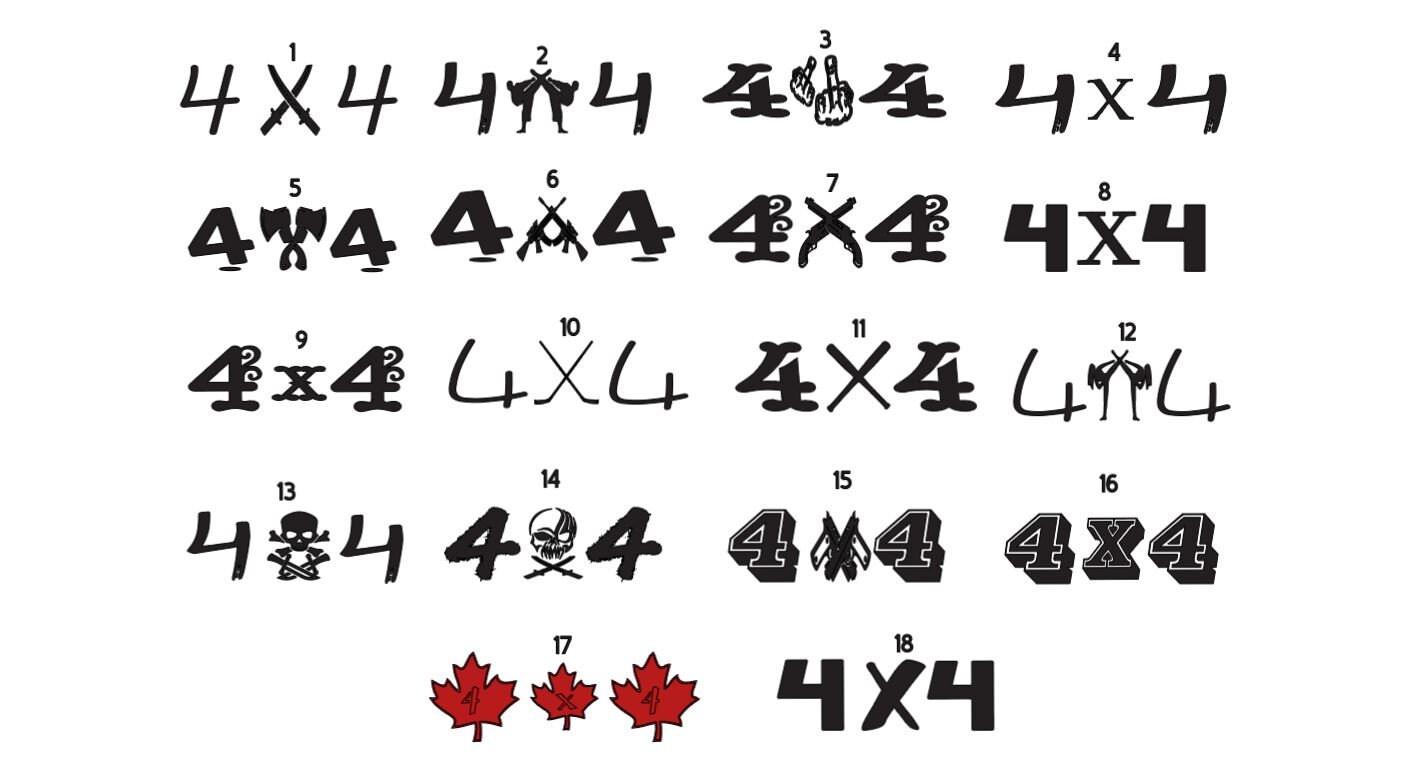 Custom Auto Decals 4x4 Vinyl Art for All Trucks, Singles, Doubles and Sets, Priced to Sell