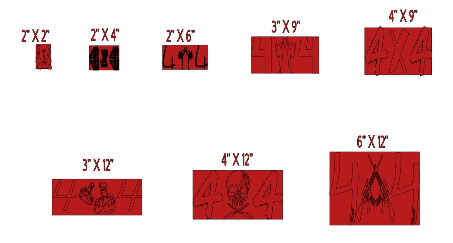 Custom Auto Decals 4x4 Vinyl Art for All Trucks, Singles, Doubles and Sets, Priced to Sell