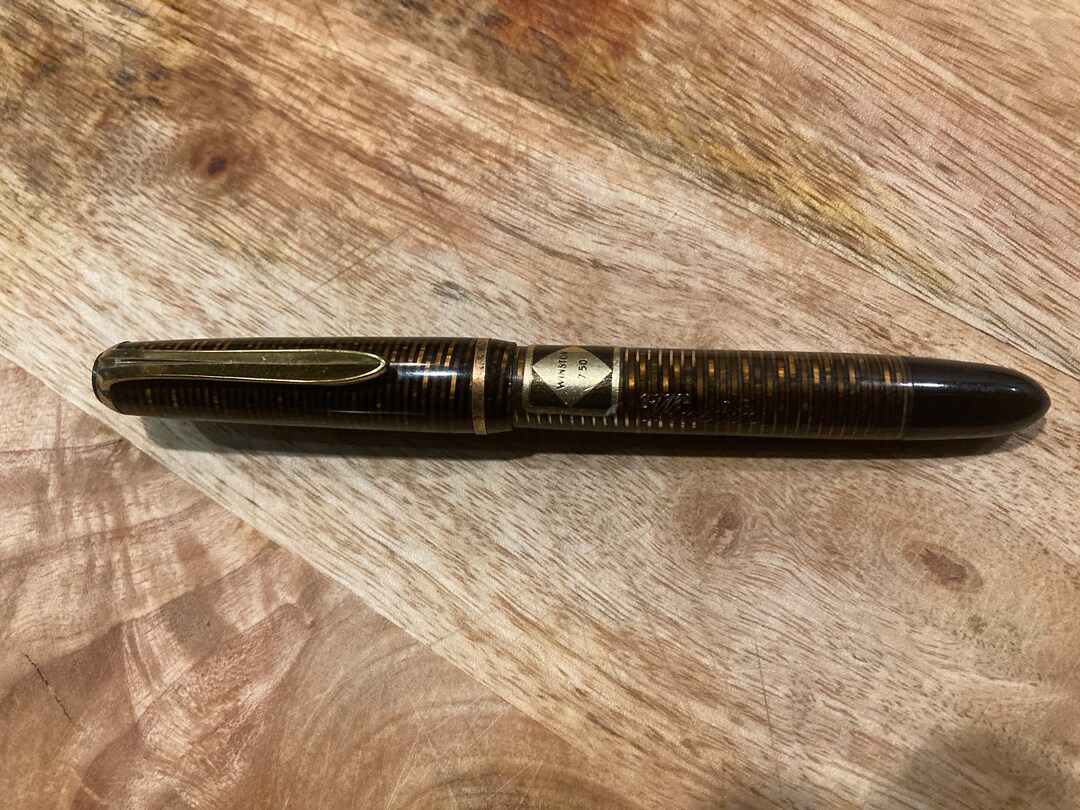 Winston Fountain Pen Piston Filler Transver Striped Brown Etsy