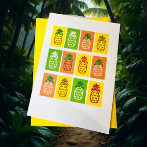Colorful Pineapple Greeting Card: Tropical Birthday Stationery