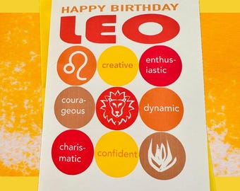 Leo Zodiac Birthday Card: Astrology Horoscope Greeting