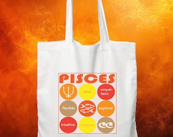 Pisces Zodiac Tote Bag, Astrology Gift