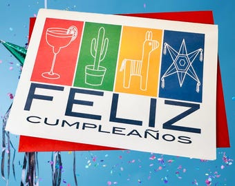 Feliz Cumpleaños Birthday Card: Fun Colorful Spanish Greeting