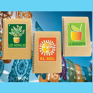 Loteria A5 Kraft Spiral Notebook: Mexican Art Sketch Journal