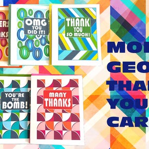 Mid-Century Modern Geometric Thank You Cards - Set of 10