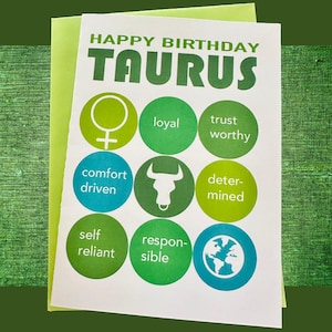 TAURUS HAPPY BIRTHDAY Astrology card birthday horoscope notecard zodiac lovers birthday card Taurus planet & traits birthday greeting card