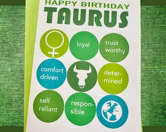 Taurus Zodiac Birthday Card: Astrology Horoscope Greeting