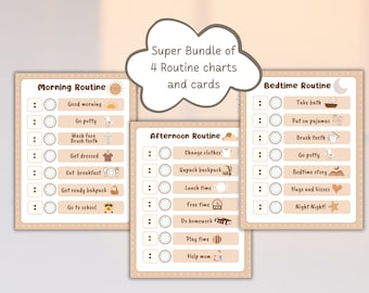 Bundle of Routine Charts / Morning Routine Chart / Custom Kids Routine Chart /  Toddler Routines / Visual Schedule