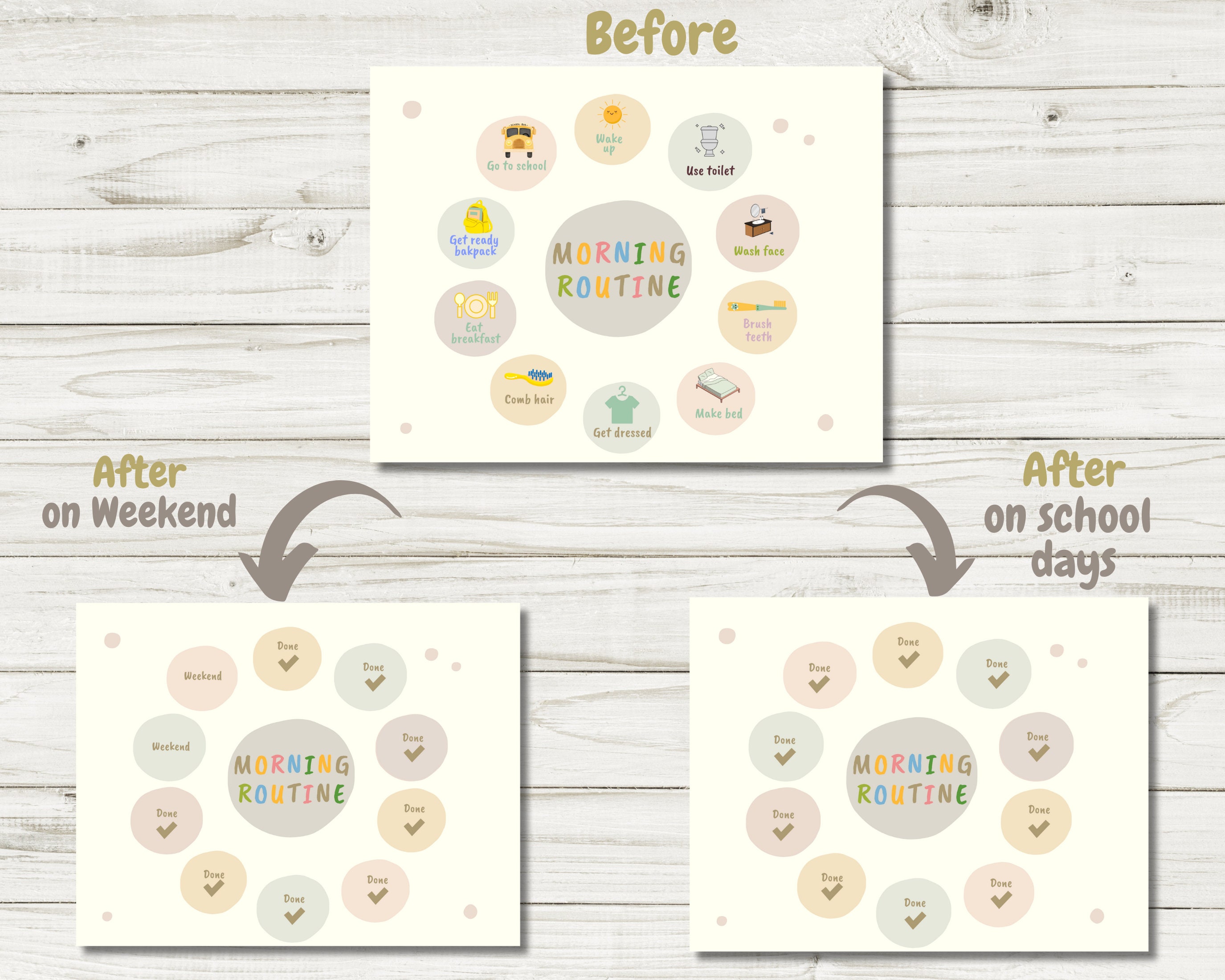Printable Morning Routine Chart / Daily Schedule for Kids Schedule ...