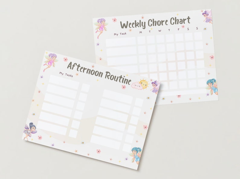Fairy Theme Bundle Of Routine Charts Morning Routine Chart Custom fairy-theme-bundle-of-routine-charts-morning-routine-chart-custom