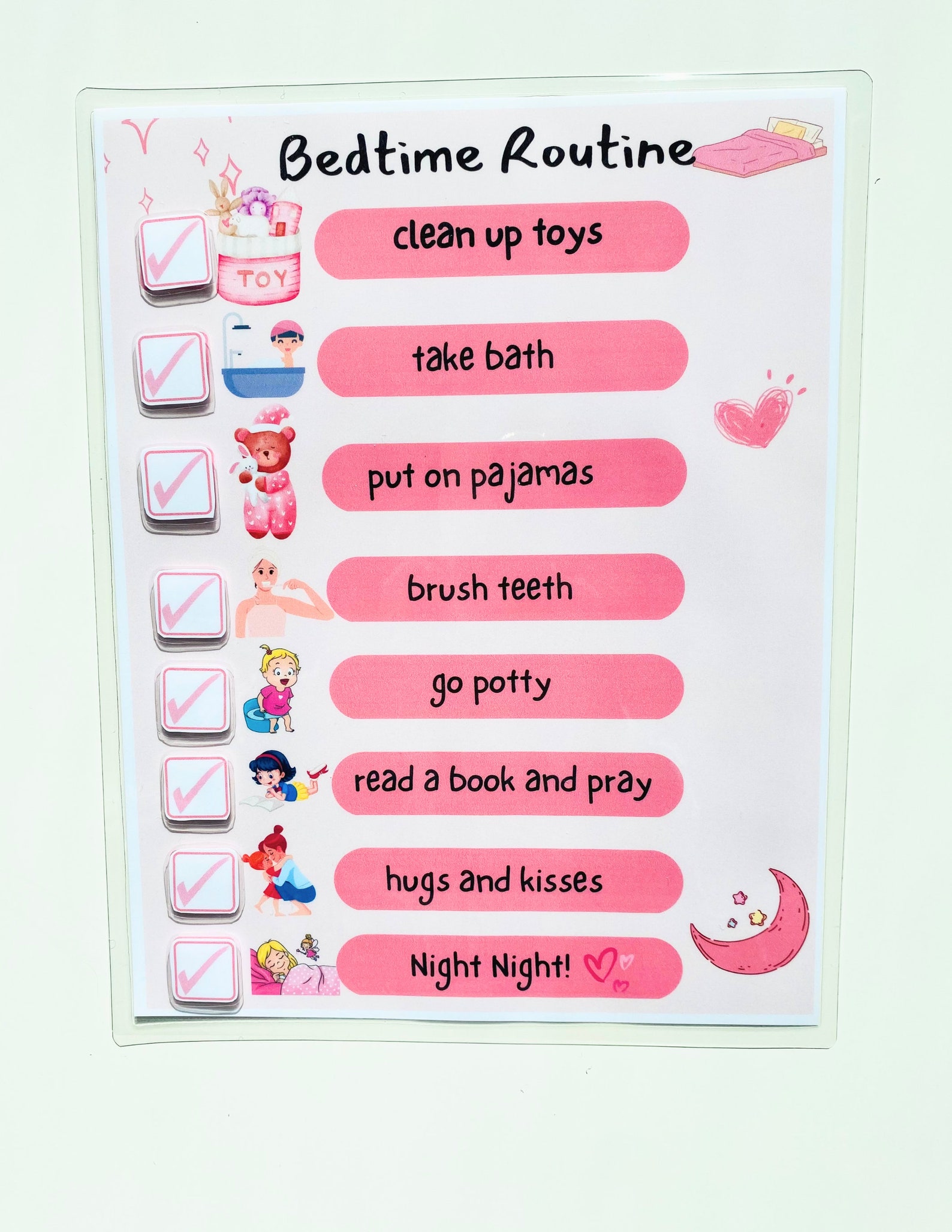 bedtime-routine-chart-for-girls-toddler-routine-editable-etsy