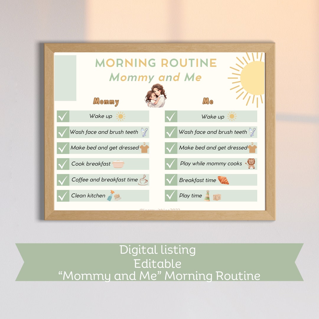 Mommy Routine Mommy and Me Morning Routine Chart / Custom Kids Routine Chart ...