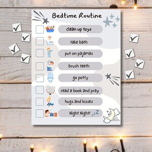 Printable Boys Bedtime Routine Chart - Etsy