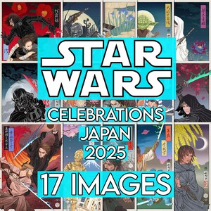 Star Wars (17 imágenes). Descarga digital. Celebraciones Japón 2025. Pósters de alta calidad. Tamaños A4 y Carta (EE. UU.): 8,5" x 11", PNG.