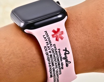 Personligt graverat Apple Watch-armband med medicinsk varning, anpassat Apple Watch-armband med medicinsk varning, Apple Watch-armband med akut medicinsk varning, presenter