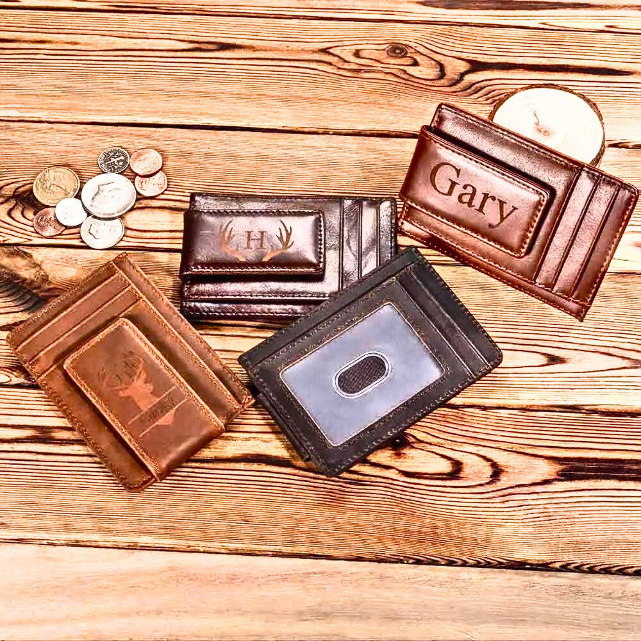 Personalized RFID Men's Slim Leather Wallet, Custom Name Wallet, Custom ...