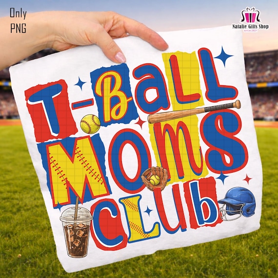T-Ball Moms Club Png, Sport Mom Png, Softball Season Png, Game Day Doodle, Game Day Mom Png, Mom Life Png, Girly Sport Png, Gift for Mom Png