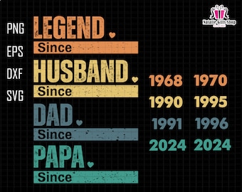 Papá personalizado svg, papá con años svg, papá con año svg, regalo para el marido svg, día del padre svg, leyenda marido papá papá svg, el papá leyenda
