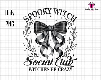 Spooky Witch Social Club Png, Coquette Halloween Png, Halloween png, Witch Png, Retro Halloween Png, Spooky Season Png, Sublimation Designs