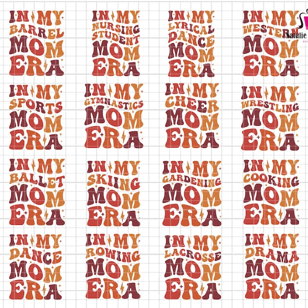 In My Mom Era Svg Bundle, Mothers Day Svg, Mom Life Svg, Dance Mom Shirt, Mom Era Svg, Cooking Mom Svg, Rowing Svg, Cheer Mom Svg, Sport Mom