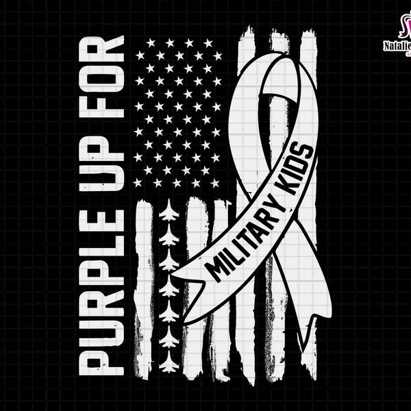Purple Up For Military Kids Svg, Month Of The Military Children Svg, Military Kids Gift, USA Flag Svg, Veteran Day Svg, April We Wear Purple
