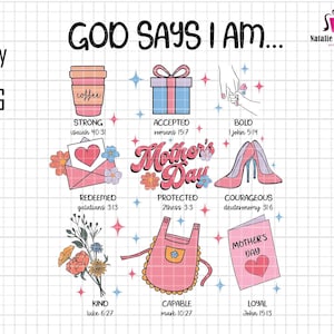 God Say I Am Png, Mother's Day Png, Retro Mom Png, Christian Png, Mother Doodles Png, Motivation Mom Png, Jesus Mom Png, Bible Verse Png