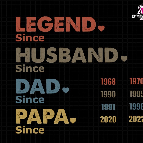 Custom Dad Svg, Dad with Years Svg, Papa With Year Svg, Gift For Husband Svg, Father's Day Svg, Legend Husband Dad Papa Svg, The Legend Dad