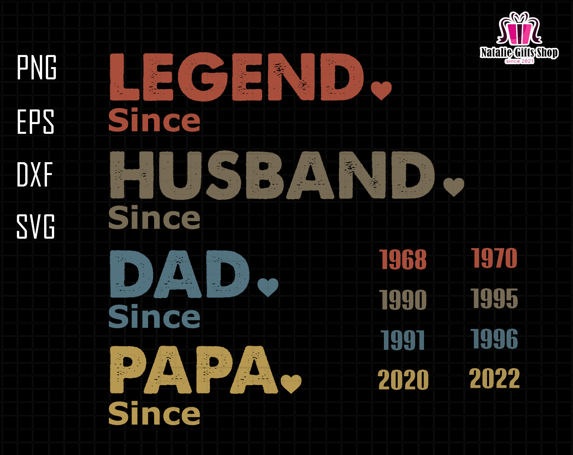 Custom Dad Svg, Dad With Years Svg, Papa With Year Svg, Gift