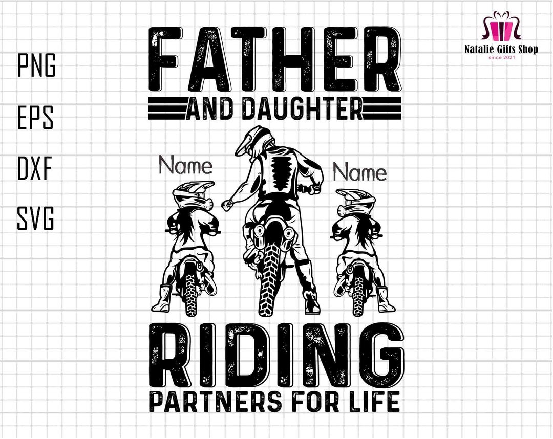 Personalized Biker Dad Svg, Father and Daughter Riding Partners Svg ...