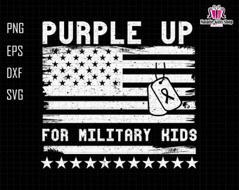 Purple Up For Military Kids Svg, USA Flag Svg, Military Child Month Svg, Proud Of Military Children Svg,Military Children,Military Awareness