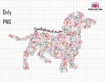 Dachshund Mom Coquette Bow Png, Dog Mom Life Png, Dachshund Lovers, Cute Puppy Png, Mother's Day Png, Dachshund Mama Png, Wiener Dog Bow Png