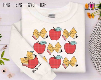 Personalize Teacher Svg, Custom Teacher Shirt, Pencil Bow Svg, Coquette Bow Svg, Coquette Era, Teacher Appreciation Svg, Teacher Life Svg