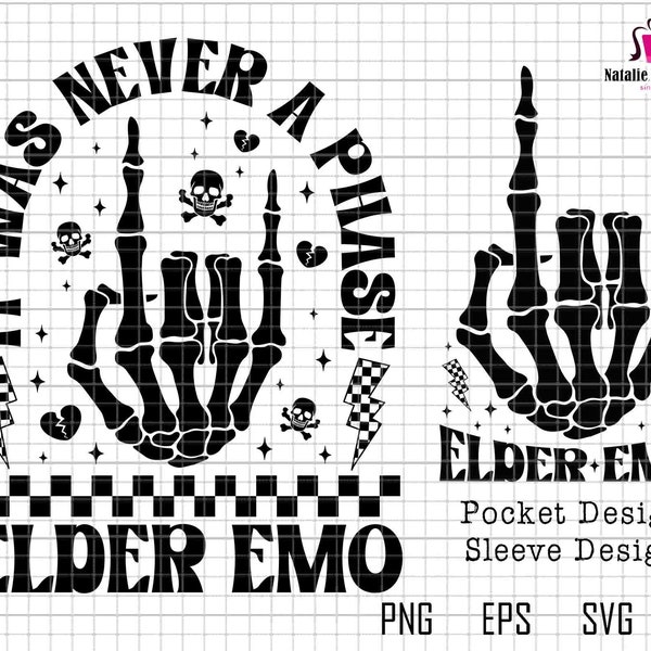 It Was Never A Phase Elder Emo Svg,  Elder Emo Gift, Emo Night Svg, Emo Mom Svg, Millenial Svg, Mothers Day, Emo Mama Svg,Mama Funny Rocking