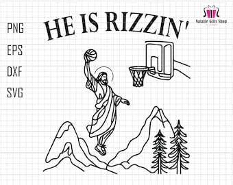 He is Rizzin Svg, He Is Risen Svg, Funny Jesus Basketball Meme Svg, Humor Christian Svg, Jesus Lover Gift, Jesus Play Basketball Svg, Easter