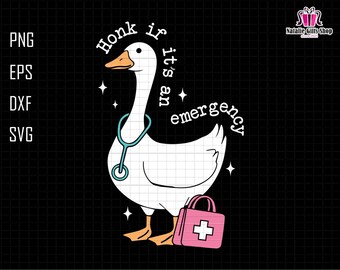 Toca la bocina si es una emergencia (Svg), Enfermera ganso (Svg), Porta credencial divertido para enfermeras de urgencias (Svg), Accesorios originales para enfermeras (Svg), Ganso tocando la bocina (Svg)