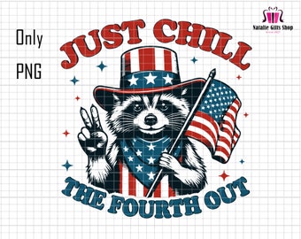 Chill gewoon de vierde uit png, wasbeer 4 juli png, grappige 4 juli, onafhankelijkheidsdag, grappige wasbeer png, wasbeerliefhebber, Amerikaanse vlag