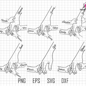 Personalized Holding Hand Mom, Grandma Svg Bundle, Mother's Day Floral Svg, Mom Shirt Svg, Our First Mother's Day Svg, Add your Kid Names zdjęcie 1