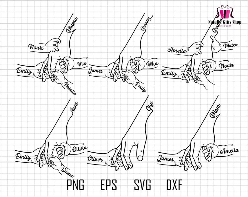 Personalized Holding Hand Mom, Grandma Svg Bundle, Mother's Day Floral Svg, Mom Shirt Svg, Our First Mother's Day Svg, Add your Kid Names zdjęcie 1