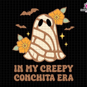In My Creepy Conchita Era Svg, Trendy Halloween Svg, Cute Ghost, Concha Ghost Design, Mexican Ghost Svg, Spooky Conchas,Halloween Pan Dulce