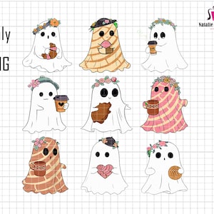Spooky Conchas Mexican Png,Halloween Cute Ghost Png, Dia De Muertos Png, Cute Ghost Design, Concha Ghost, Mexican Ghost, National Concha Day