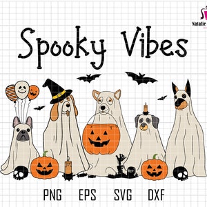 Halloween Ghost Dog Svg, Retro Spooky Dog Svg, Spooky Pumpkin Svg, Boo Dog Svg, Dog Lover Svg, Spooky Vibes Svg, Witch Dog, Trick Or Treat