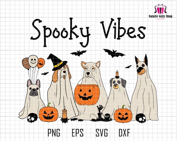 Halloween Ghost Dog Svg, Retro Spooky Dog Svg, Spooky Pumpkin Svg, Boo Dog Svg, Dog Lover Svg, Spooky Vibes Svg, Witch Dog, Trick Or Treat