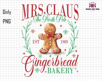 Mrs Claus' Lebkuchen Weihnachten Png, Retro Weihnachten Png, Lebkuchen Png, Frohe Weihnachten Png, Sublimationsdesign, Weihnachtsplätzchen Png