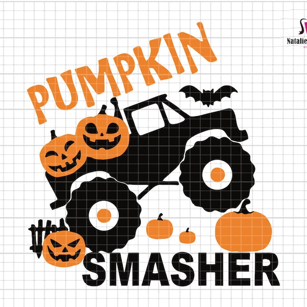 Pumpkin Smasher Svg, Monster Truck Svg, Spooky Season Svg, Fall Tractor Svg, Sublimation Design, Boy Halloween, Cricut Silhouette Cut Files