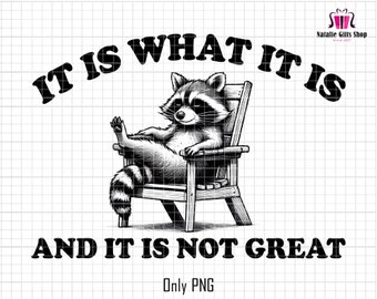 It Is What It Is And It Is Not Great Png, Funny Raccoon Png, Raccoon Meme Png, Racoon Png, Sarcastic Saying Png, Funny Trash Panda Merch Png
