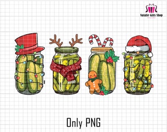 Retro Dosen Essiggurken Weihnachtslicht PNG, hausgemachte Gurkenglas Png, Gurkenliebhaber PNG, Konservensaison Png, nur Sublimation, Instant Download