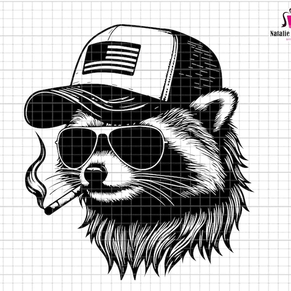 Raccoon Mullet Trucker Hat Svg, Funny Raccoon Svg, Raccoon Smoking Svg, Hunting Fishing, Sarcastic Saying Svg, Funny Trash Panda Merch Svg