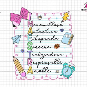 Maestra Png, Teacher Appreciation, Preppy Spanish Teacher Png,Teacher Gifts, Back to School Png, Teacher Life Png, Teacher Png, Best Maestra